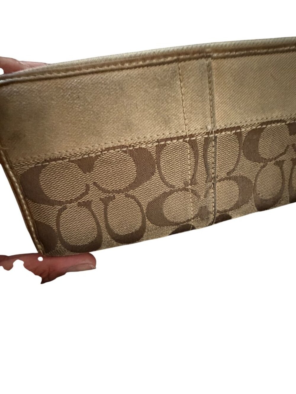 Coach Signature Canvas & Leather Accordion Wallet With Snap Closure - Picture 4 of 9